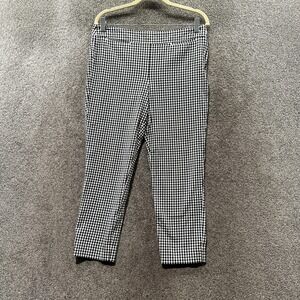 Talbots Chatham Trouser Pants Women 10P Black White Plaid Mid Rise Straight‎ Leg